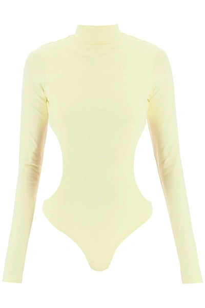 Shop Marc Jacobs 'the Cutout Bodysuit' In Yellow Cotton