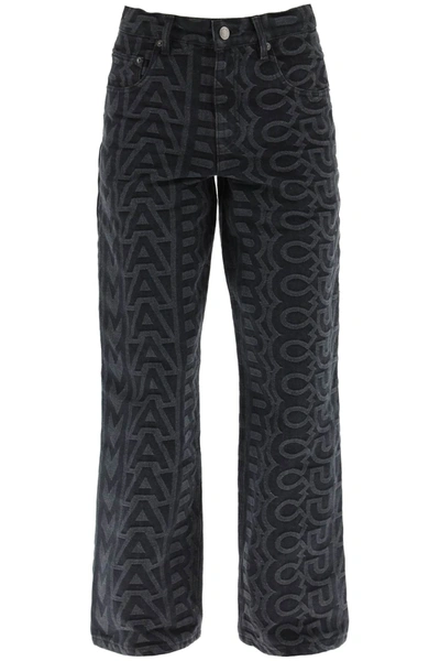 Marc Jacobs 'the Monogram Denim Pant' In Black Cotton