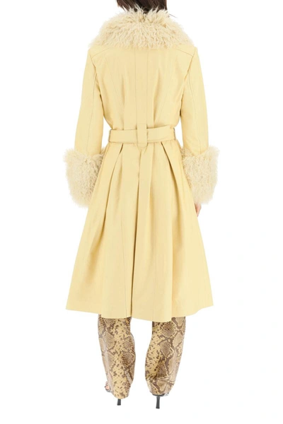 Shop Saks Potts 'foxy' Leather And Shearling Long Coat In White