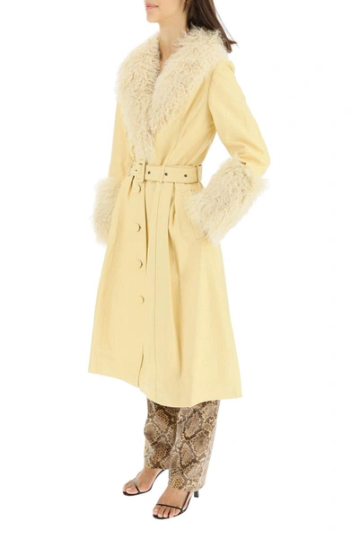 Shop Saks Potts 'foxy' Leather And Shearling Long Coat In White