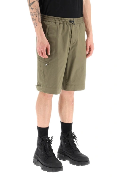 Shop Moncler Shorts With Hook And Loop Closure In Green
