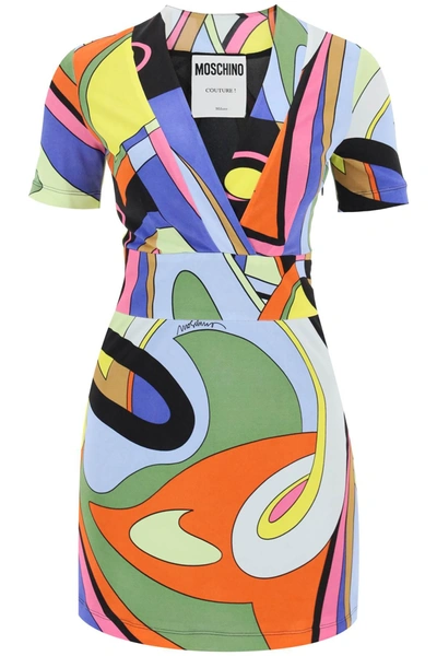 Shop Moschino Multicolor Print Mini Dress