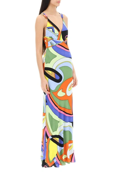 Shop Moschino Multicolor Printed Jersey Maxi Dress