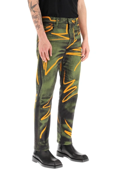 Shop Moschino Shadows & Squiggles Cotton Pants In Green