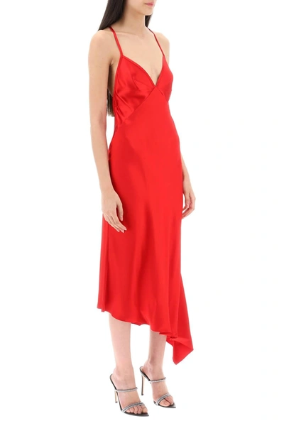 Shop N°21 N.21 Satin Slip Dress With Asymmetrical Hem
