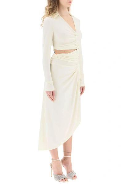 Shop Off-white Off White Asymmetric Cut Out Jersey Dress