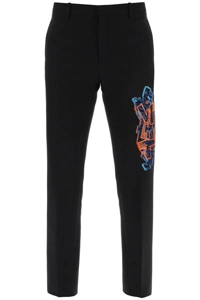 Shop Off-white Off White Slim Pants With Graffiti Patch