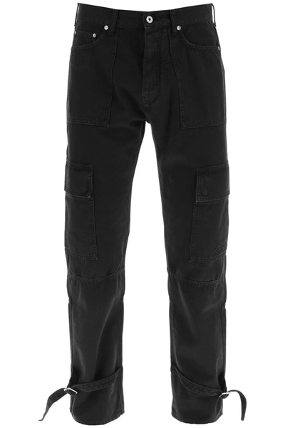 Shop Off-white Off White Wave Off Canvas Cargo Pants In Black