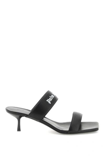 Shop Palm Angels Leather Mules With Logo