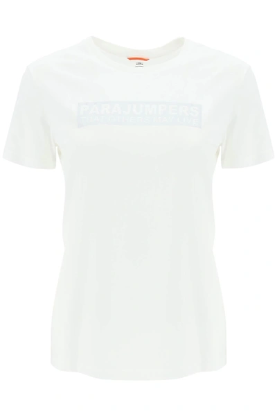 Shop Parajumpers 'box' Slim Fit Cotton T Shirt In White