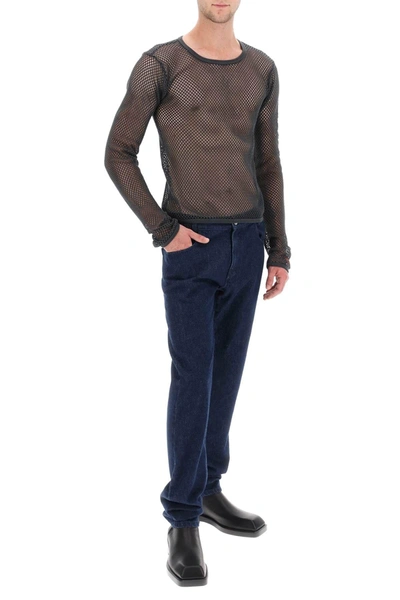 Shop Raf Simons Long Sleeve Fishnet Knit T Shirt