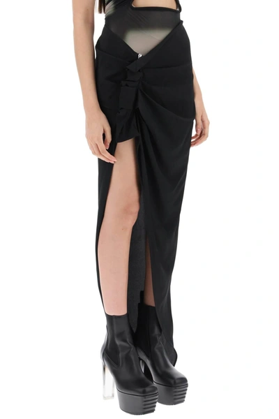 Shop Rick Owens Draped Skirt With Slit And Train