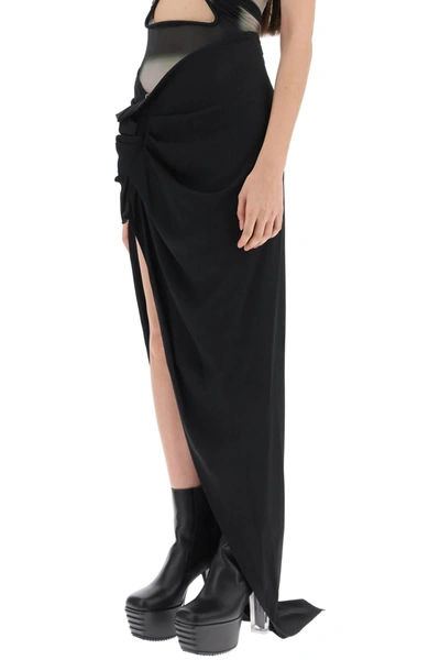 Shop Rick Owens Draped Skirt With Slit And Train