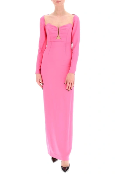 Shop Roland Mouret Maxi Pencil Dress With Cut Outs In Pink