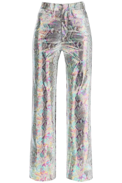 Shop Rotate Birger Christensen Rotate 'rotie' Snake Embossed Pants In Silver