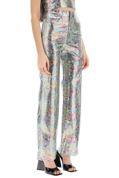 Shop Rotate Birger Christensen Rotate 'rotie' Snake Embossed Pants In Silver
