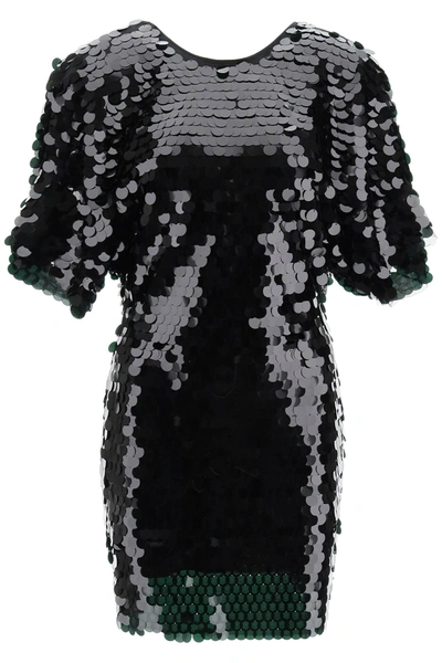Shop Rotate Birger Christensen Rotate Short Dress With Maxi Sequins In Black