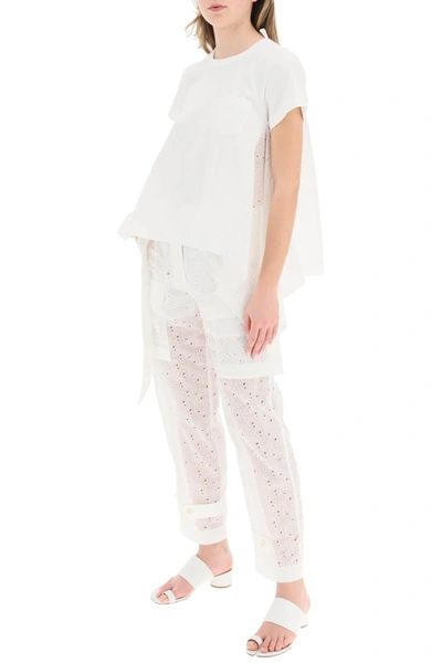Shop Sacai Monogram Lace Cargo Pants In White
