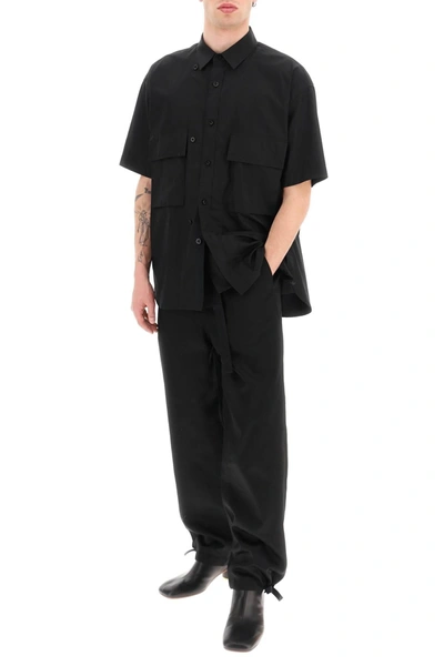 Shop Sacai Short Sleeved Poplin Shirt In Black