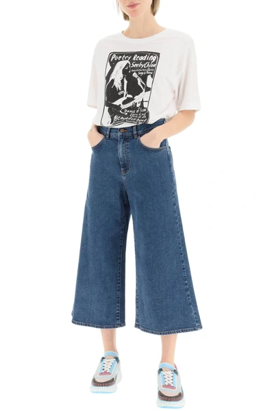 Shop See By Chloé See By Chloe Organic Denim Culottes Pant In Blue