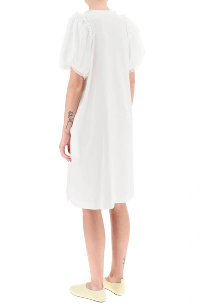 Shop Simone Rocha Cotton Dress With Tulle Sleeves And Pearls