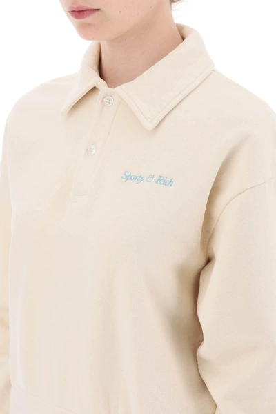 Shop Sporty And Rich Sporty & Rich Cropped Polo Sweatshirt
