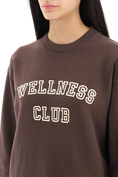 Shop Sporty And Rich Sporty Rich Crew Neck Sweatshirt With Lettering Print In Brown