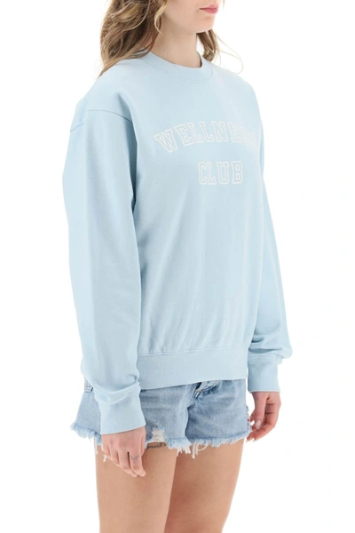 Shop Sporty And Rich Sporty & Rich Crew Neck Sweatshirt With Lettering Print In Blue