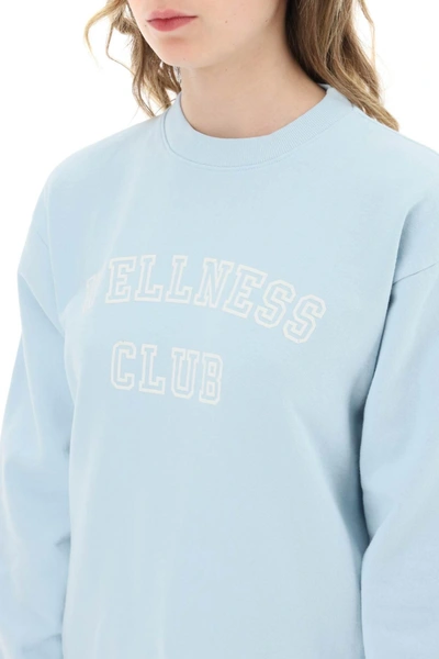 Shop Sporty And Rich Sporty Rich Crew Neck Sweatshirt With Lettering Print In Blue
