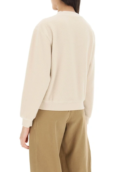 Shop Sporty And Rich Sporty & Rich Sherpa Fleece Crew Neck Sweatshirt In White