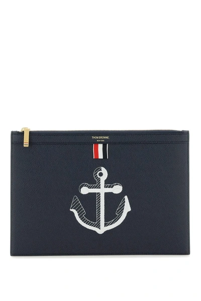 Shop Thom Browne Grained Leather Pouch