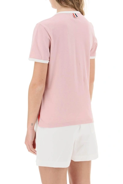 Shop Thom Browne Mélange Jersey T Shirt In Pink