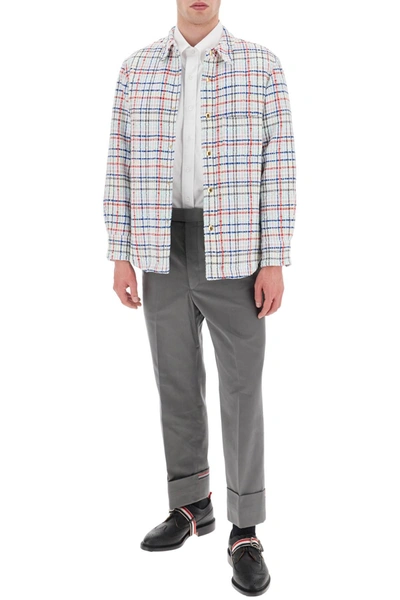 Shop Thom Browne Multicolor Gingham Tweed Shirt Jacket