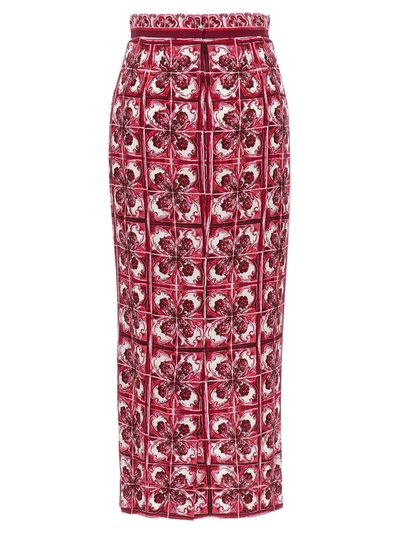 Shop Dolce & Gabbana Long Maiolica Skirt Skirts Fuchsia