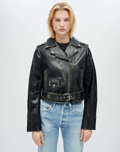 Shop Re/done Leather Moto Jacket In S