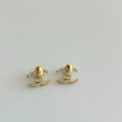 Pre-owned Chanel Light Gold Very Small Cc Stud Earrings