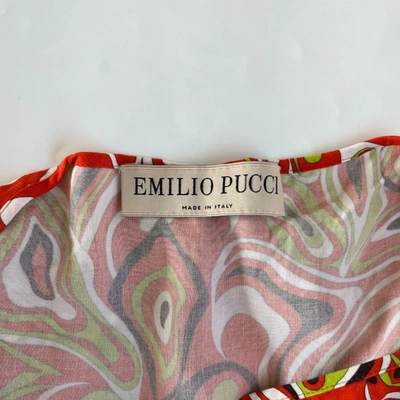 Pre-owned Emilio Pucci Orange Printed One Shoulder Swim Suit