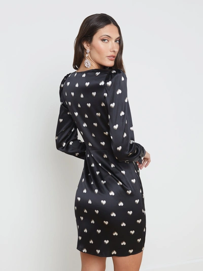 Shop L Agence Clarice Wrap Dress In Black Multi Heart Charm