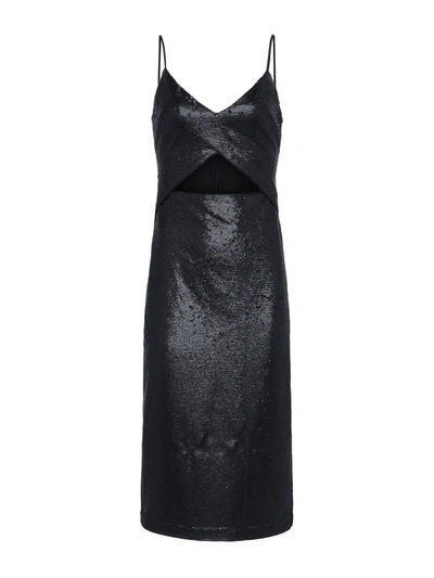 Shop L Agence Femme Sequin Dress In Matte Black Sequin