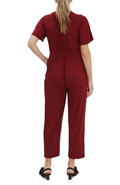 Nom Maternity Lucia Jersey Maternity Jumpsuit In Claret