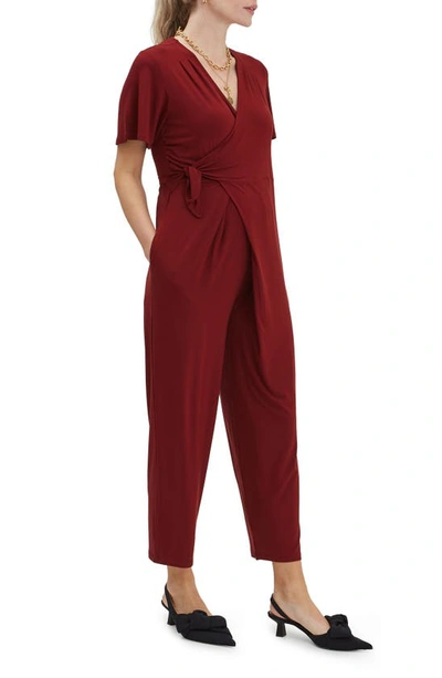 Nom Maternity Lucia Jersey Maternity Jumpsuit In Claret