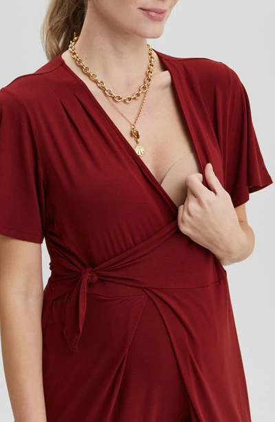 Nom Maternity Lucia Jersey Maternity Jumpsuit In Claret