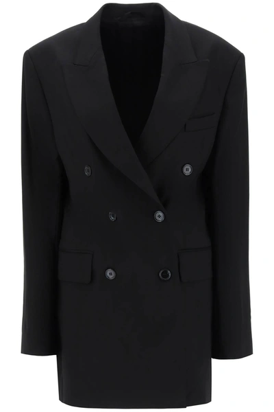 Shop Acne Studios Double-breasted Jacket In Herringbone Fabric Women In Black