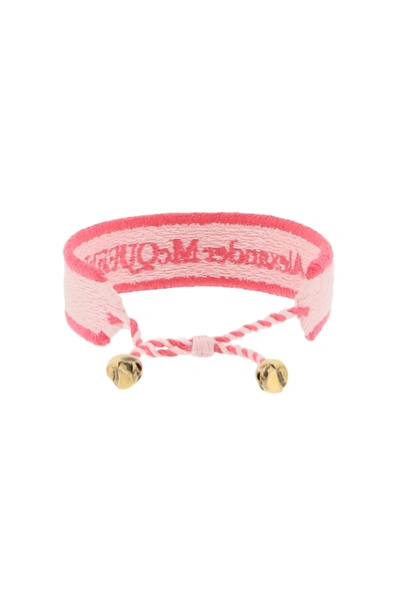 Shop Alexander Mcqueen Embroidered Bracelet Women In Pink