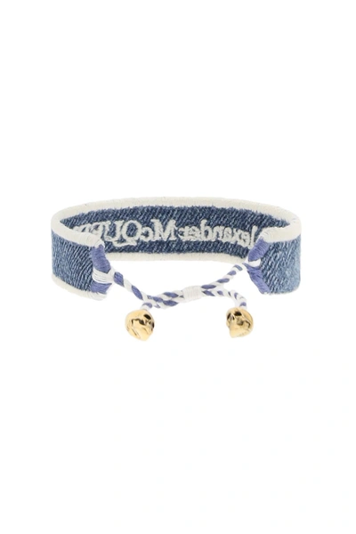Shop Alexander Mcqueen Embroidered Bracelet Women In Blue