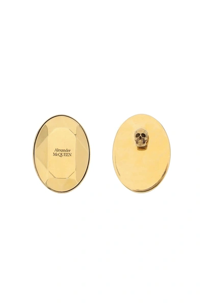 Shop Alexander Mcqueen Stud Earrings With Faceted Stone Women In Gold