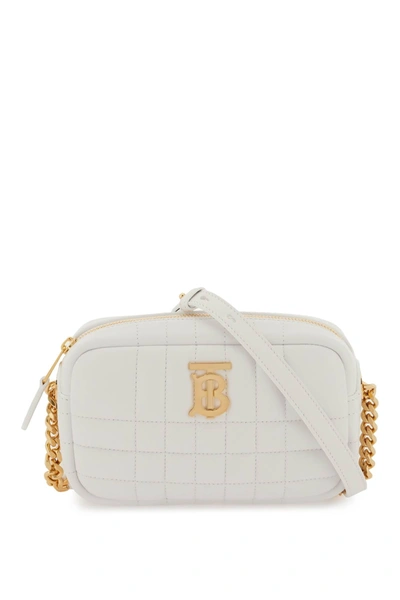 Shop Burberry Quilted Leather Mini 'lola' Camera Bag Women In White