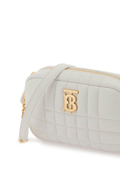 Shop Burberry Quilted Leather Mini 'lola' Camera Bag Women In White