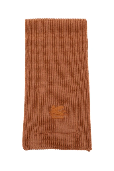Shop Etro Ribbed Wool Scarf Women In Brown