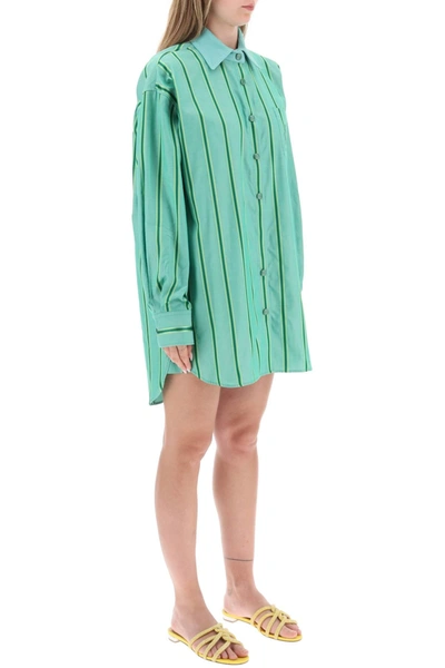 Shop Etro Striped Mini Shirt Dress Women In Green